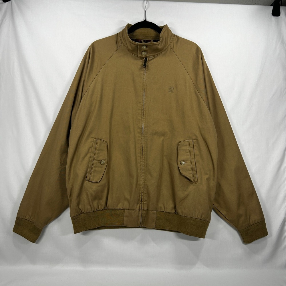 Vintage 2000s Izod Khaki Tan Lightweight Windbreaker Golf Jacket Size L